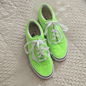 Vans off the Wall Neon Green Canvas Sneakers Bright Women's size 7.5